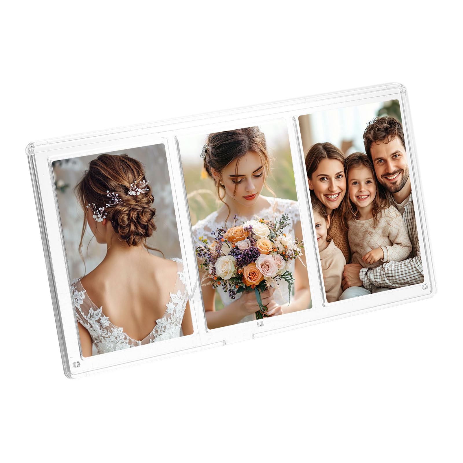 Mini Group Frame uxcell Mini Collage Picture Frame, 3 in 1 Mini Photo Frame 2.1 x 3.4 ...