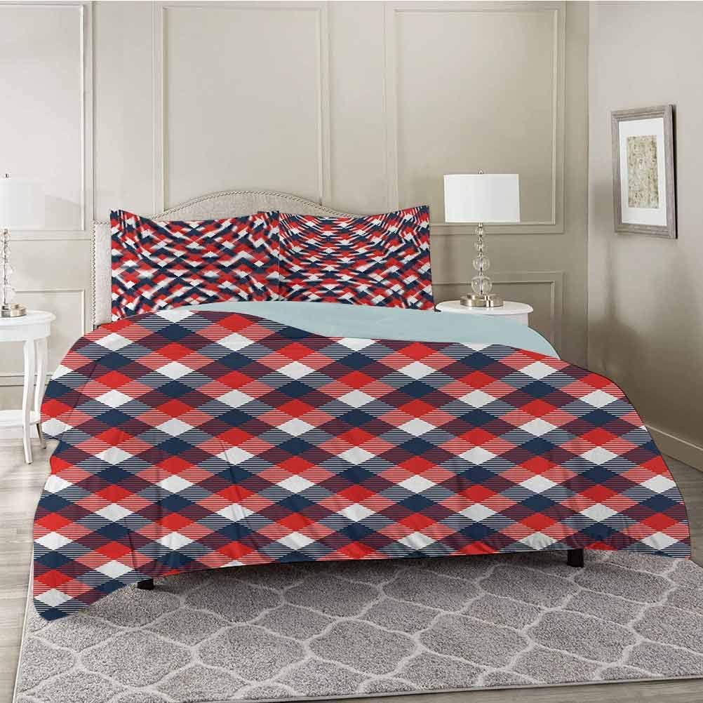Abstract Washed Duvet Cover Set with Zipper Closure