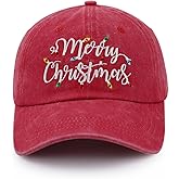 Gomthrpc Merry Christmas Baseball Cap for Women Men, Adjustable Embroidered Cotton Xmas Santa Hat