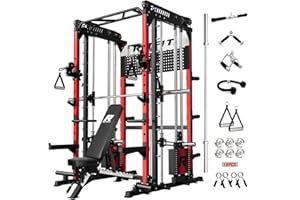 RitFit M1 Pro Smith Machine Package, All-in-One Power Cage with Weight Stack Set, Includes LAT Pulldown & Cable Crossover System for Home Gyme