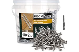 Bobibbi 304 Stainless Steel Wood Screws, Flat Head T25 Torx Drive Deck Screws, #10x2-1/2 Inch for Wood, Decking and Fence, 5lb