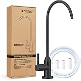 Drinking Water Faucet - Long Thread Stem Filtered Water Tap for Thick Countertop,Lead-Free RO Faucet with Hose and Push Connect Fittings(Matte Black)