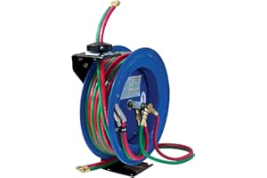 Cyclone Pneumatic 1/4 in x 100ft, Retracable Welder Air Hose Reel, All-Steel, German-Made Hose w/Automatic Rewind, Auto Shop, Garage, CP3100