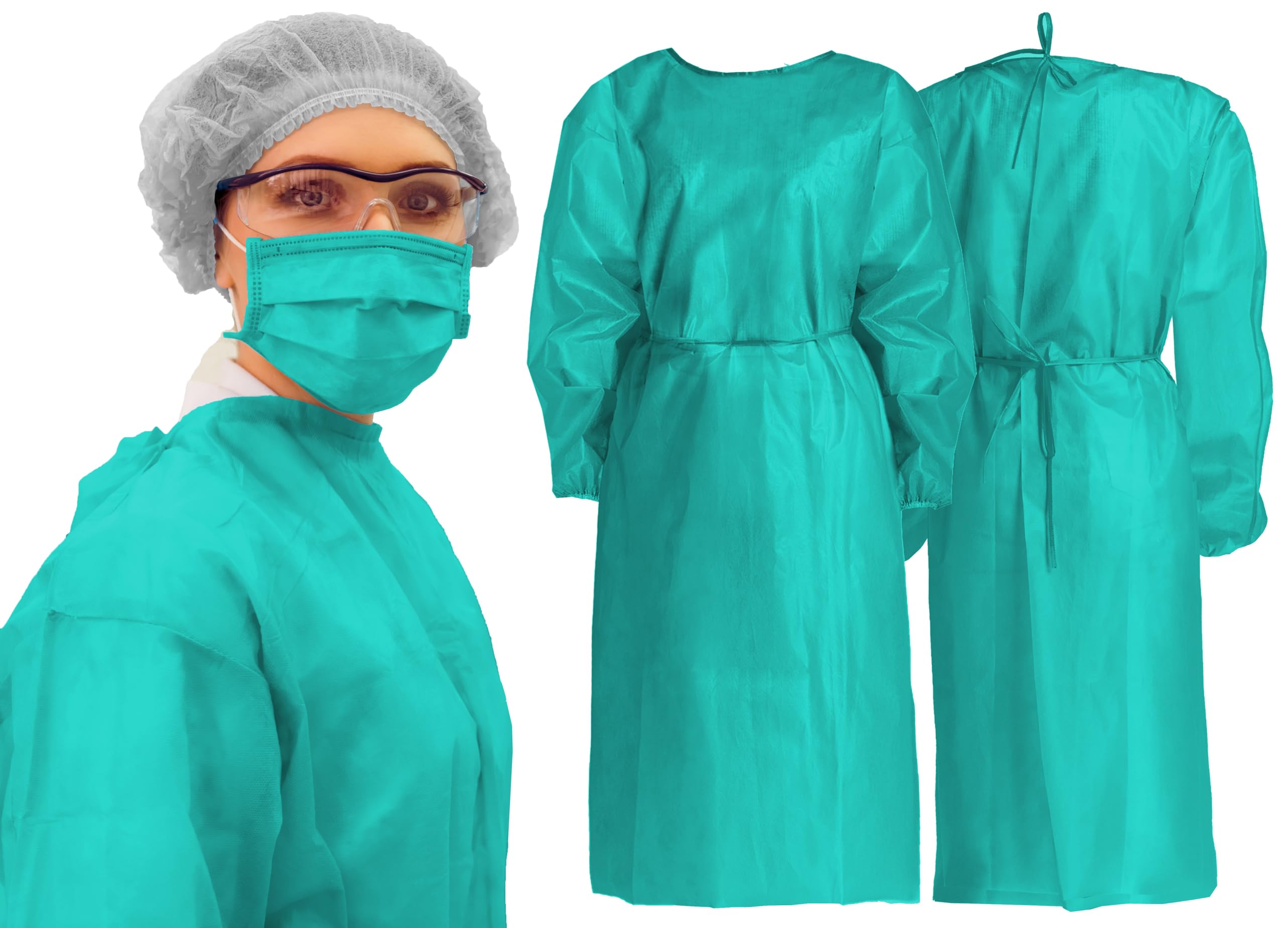 Tiga-Med 10-3050 Disposable Gown, Green, 120cm x 140cm, Pack of 10