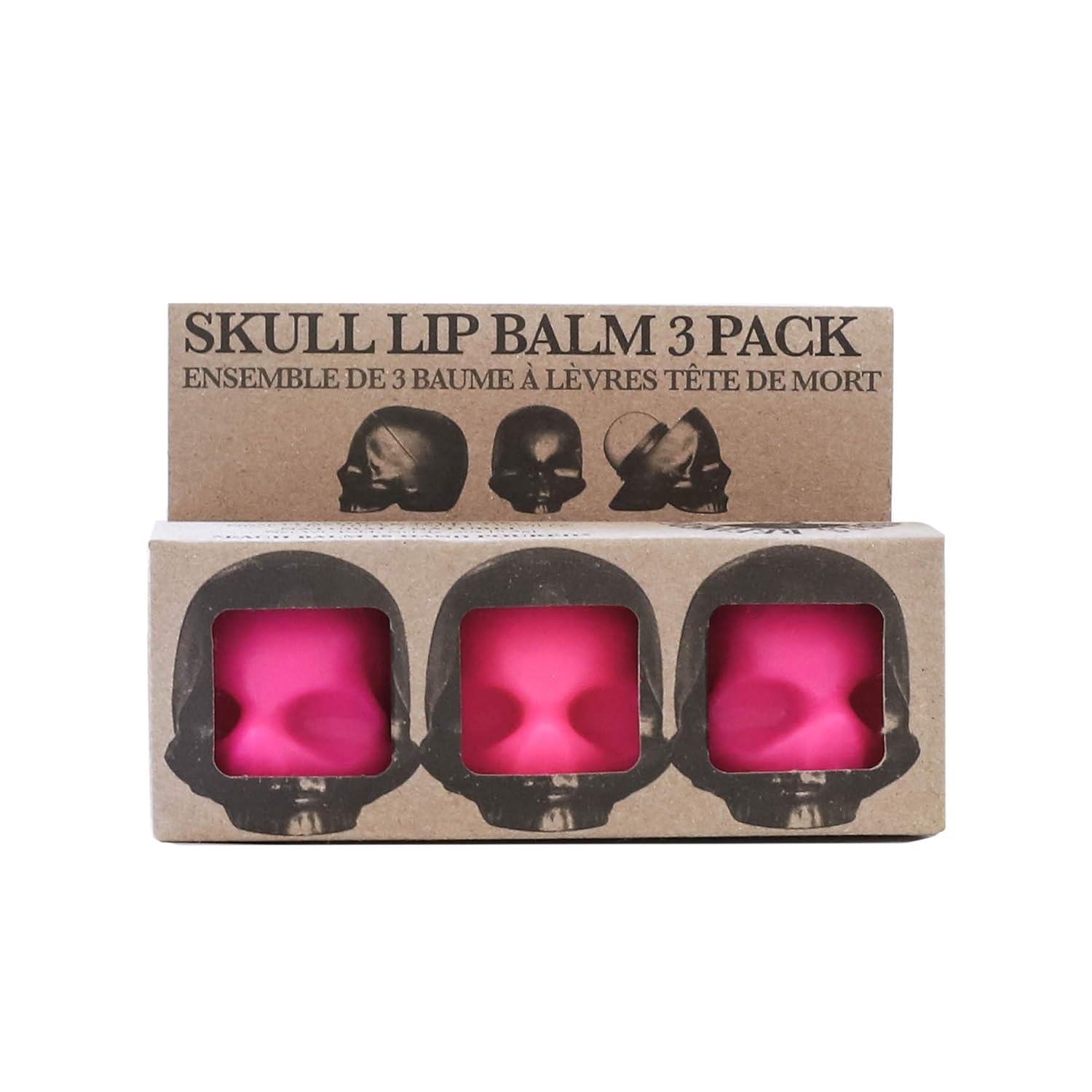Rebels Refinery Capital Vices Skull-Shaped Lip Balm for Shine-Free Moisturizing – Mint Flavor, Pack of 3 – Vitamin E Antioxidant and Coconut & Sweet Almond Oil Extracts Nourish Chapped Lips – Pink
