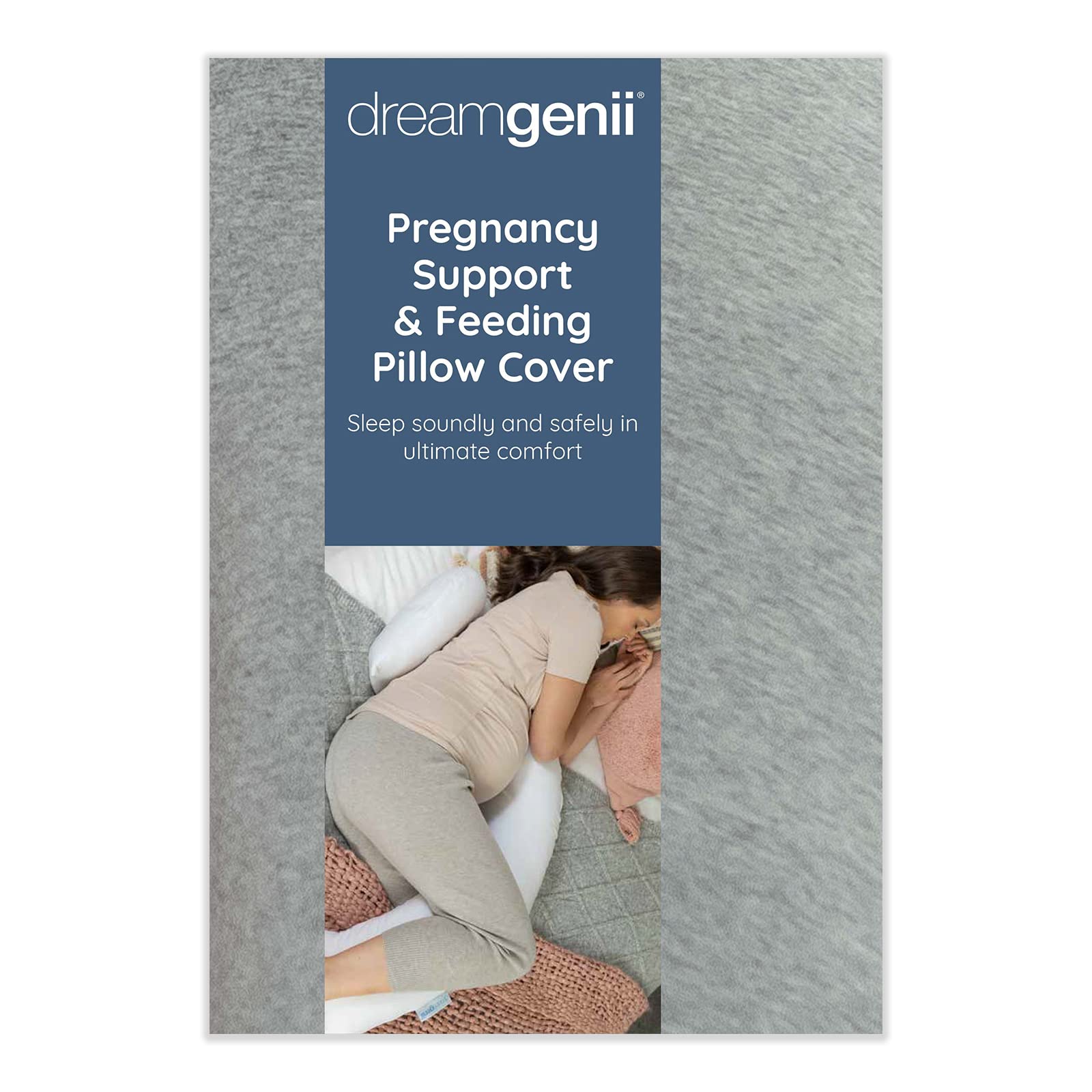 DreamGenii Pregnancy Support and Feeding Pillow Spare Cover - Grey Marl Cotton Jersey