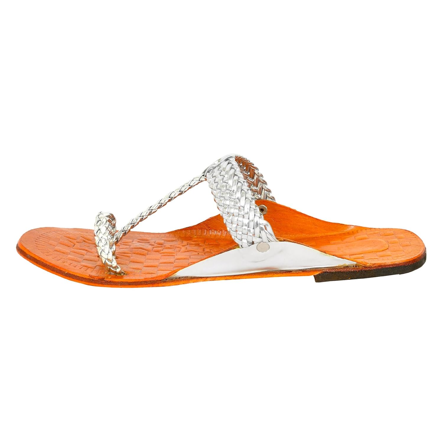 altek stylish women leather kolhapuri chaapls (1368_silver)