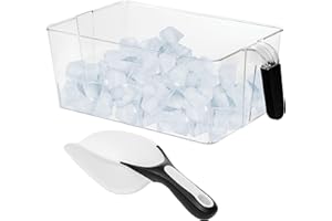 BHOME & CO. Ice Cube Tray + Ice Scoop For Freezer | Ice Bin & Flexible Scoop | BPA Free, Food Safe Ice Bucket | Clear Plastic Storage Bin, Laundry Detergent Holder, Freezer and Refrigerator Organizer Bin