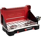 Camp Chef Everest 2X 2-Burner Camping Stove - Portable Propane Cooktop with 40,000 BTUs of Power, Folding Lid, Wind Guards & 