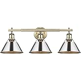 Golden Lighting 3306-BA3 AB-CH Orwell Bath Vanity, Transitional, Aged Brass with Chrome Shade
