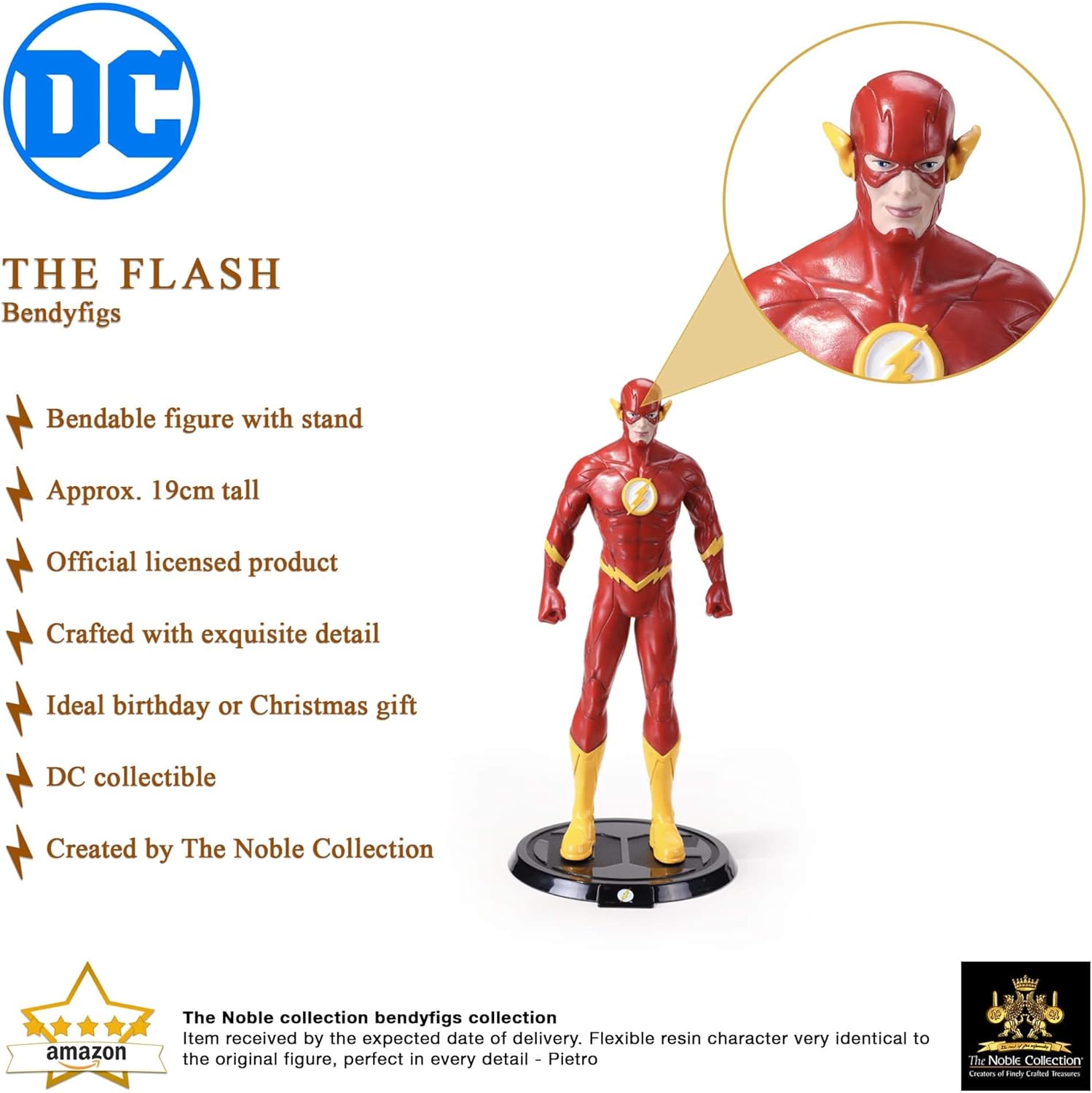 The Noble Collection BendyFigs DC The Flash, Officially Licensed 7.5in (19cm) DC Bendable Toy Collectable Figures With Stand - Image 4
