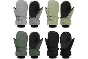 Geyoga 4 Pairs Kids Ski Gloves Waterproof Warm Snow Mittens Winter Warm Gloves for Outdoor Activities