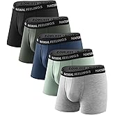 Natural Feelings Mens Underwear Bamboo Viscose Boxer Briefs Comfy Breathable Underwear for Men with Open Fly 5-Pack