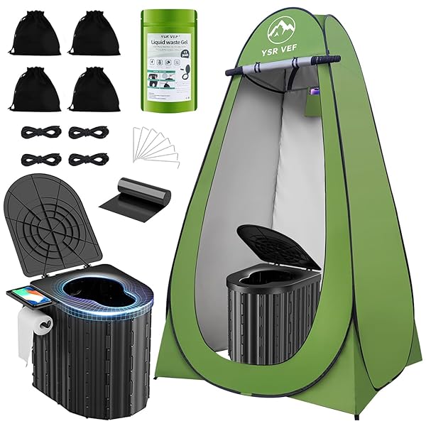 CAMPING TOILET WITH POP-UP PRIVACY TENT AND LIQUID WASTE GEL, PORTABLE TOILET FOR CAMPING WITH LARGE TENT, ERGONOMIC POTTY PROVIDES ENHANCED COMFORT, SUITABLE FOR ALL AGES