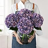 JINWOE 4Pcs Puple Artificial Silk Hydrangea Flowers,22" Silk Faux Hydrangea Bouquet for Home Table Centerpieces Wedding Garden Party Decoration