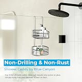 Blue Canyon 2 Tier Hanging Shower Caddy No Drill Stainless Steel Grey view 3