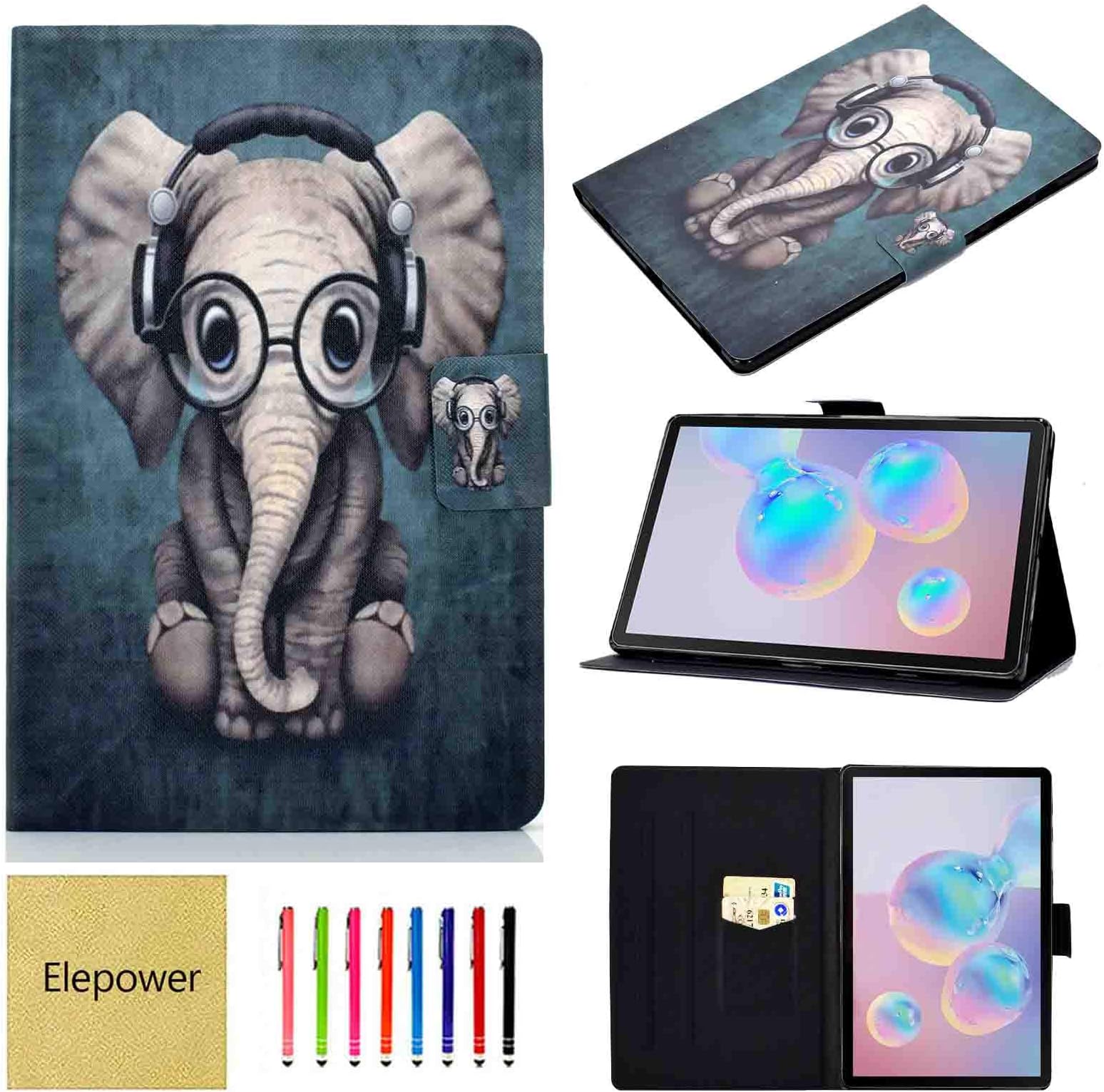 Elepower Case for Galaxy Tab S6 10.5 Inch Model SM-T860/T865, PU Leather Smart Sleep/Wake Folio Cover with Anti-Slip Stand/Magnetic Closure for Samsung Galaxy Tab S6 2019 Tablet, Doctor Elephant