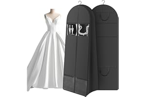 TATAVR 68" Portable Wedding Dress Garment Bag with 10'' gusseted and Accessory Pockets, Heavy Duty Waterproof Hanging Dress Bag with Handles for Wedding Dress, Long Costume Dresses, Ballgowns