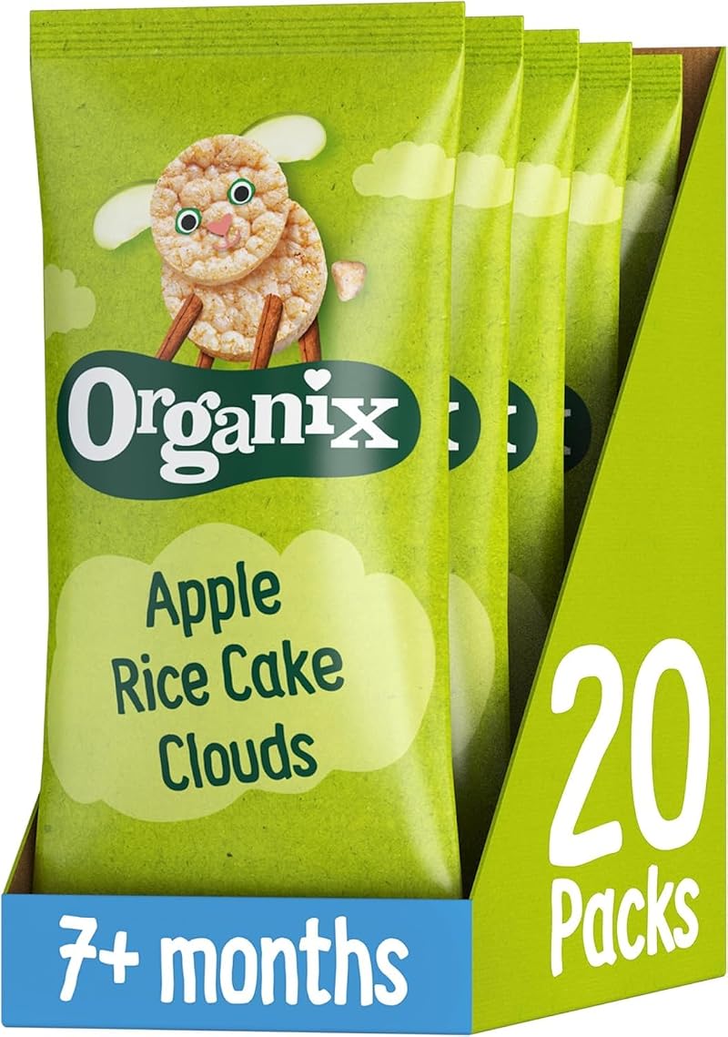 Organix Apple Organic Rice Cake Clouds Baby Snack 7+ Months 4 x 18 g Bags Pack