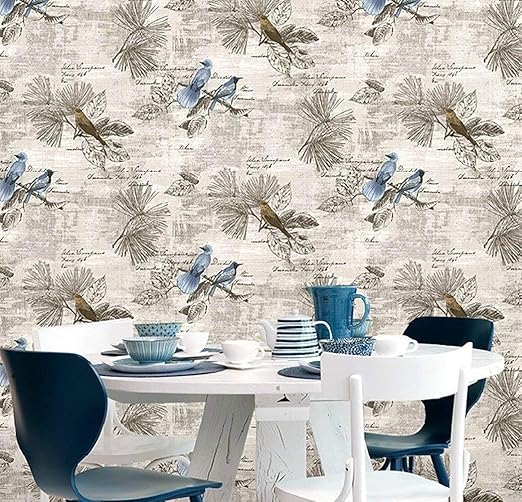 Decorative Contact Paper Birds Floral Self Adhesive Shelf Liner