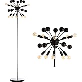 JONATHAN Y Orbit 63" 10-Light Modern Sputnik Metal LED Floor Lamp, Black | Mid-Century Industrial Freestanding Tall Pole Design, Foot-Switch, UL Listed, Silk-Wrapped Cord, Bulbs Included