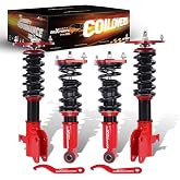 maXpeedingrods Coilovers for Subaru WRX and WRX STI Sedan 2015-2021 | Height Adjustable Coilovers Suspension Kit, Preset Damping Shock Absorber Struts, Lowering Kit Red