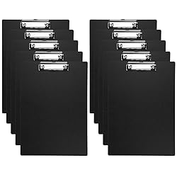 BOMKEE Black Clipboard, 10 Pack A4 Letter Size