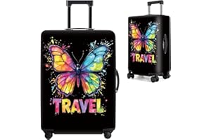 THISFIND Colorful Butterfly Luggage Cover – Stylish and Durable Travel Suitcase Protector for Women and Men, Fits 18"-22" Suitcase, S