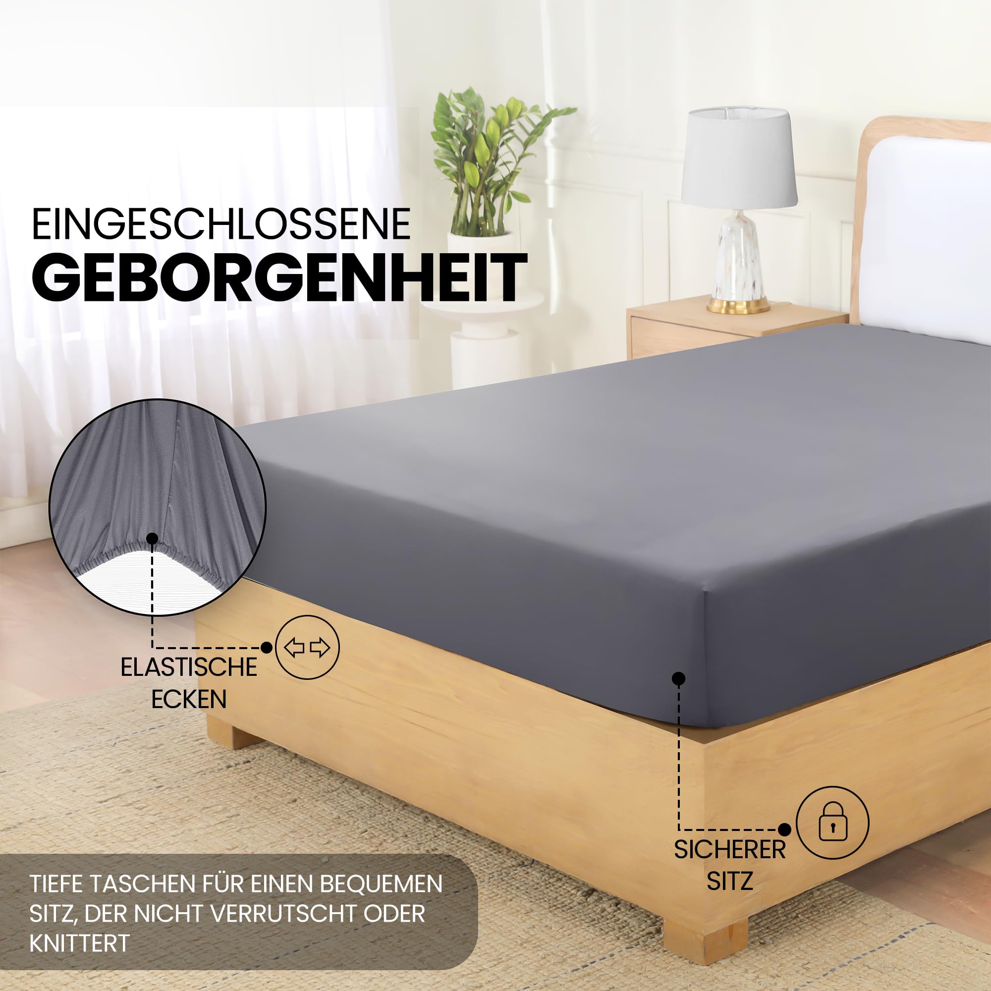 Utopia Bedding - Spannbettlaken 140x200cm - Grau - Oeko-Tex Zertifiziertes Gebürstete Polyester-Mikrofaser Spannbetttuch - 35 cm Tiefe Tasche 4