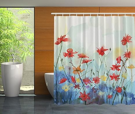 Better Curtains 69 Inch By 70 Inch Daisy Poppy Digital Print