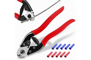 MEINV Bike Cable Cutter, Heavy Duty Stainless Steel Cable Cutter, Wire Rope for Deck Stair Railing Strong Thick Seal Metal Fencing Bicycle Bike Brake Cutter With 10 Pcs Ferules CR12, CT1