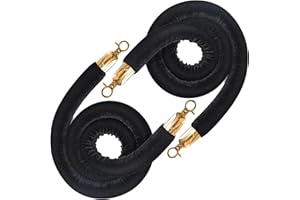 JLXMAXLJ 2PCS Black Velvet Stanchion Rope 5 Ft Crowd Control Ropes Barrier with Gold Hooks for Party