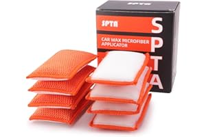 SPTA Car Interior Scrubbing Sponge, 8Pcs Scrub Ninja, Microfiber Car Wax Applicator, Car Wash Sponges for Car, Boat, Wood, Marble and Motorcycle, 6in x 3.3in x 0.8in