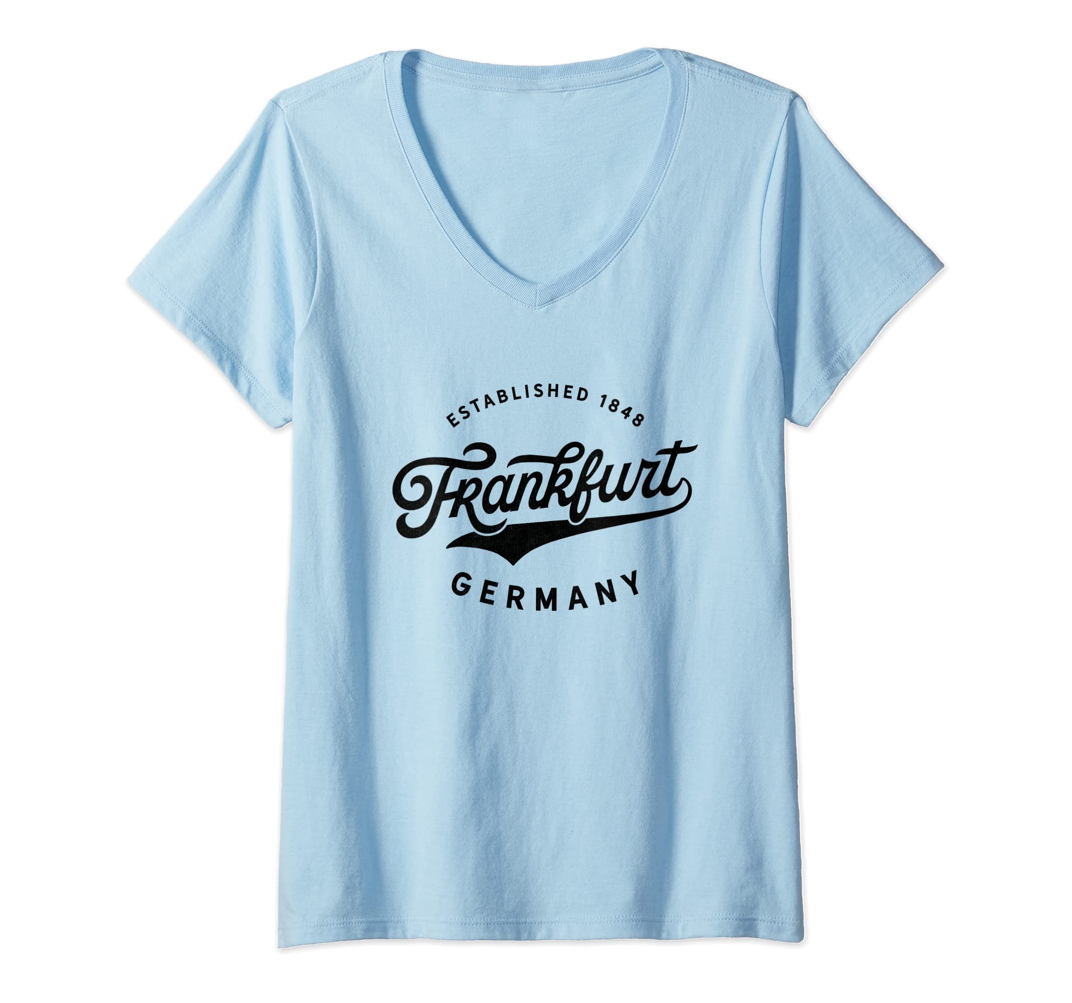 Womens Classic Retro Vintage Frankfurt Germany 1848 Souvenir V-Neck T-Shirt