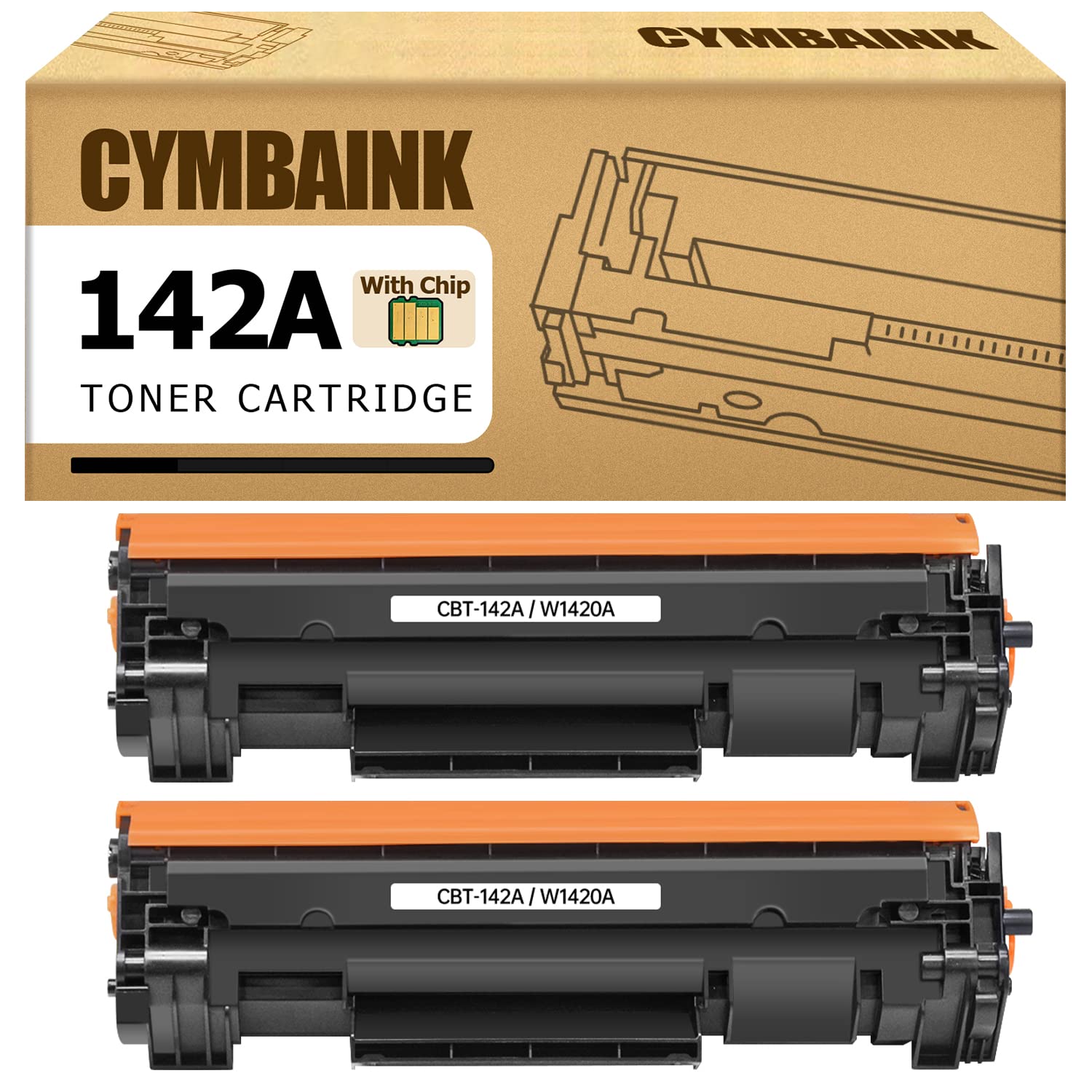 CYMBAINK [With Chip] 142A Toner Compatible for HP 142A W1420A Black Toner Cartridges 1000 Pages for HP LaserJet M110 M110w Laserjet MFP M139 M140 M140w Printers, 2-Pack