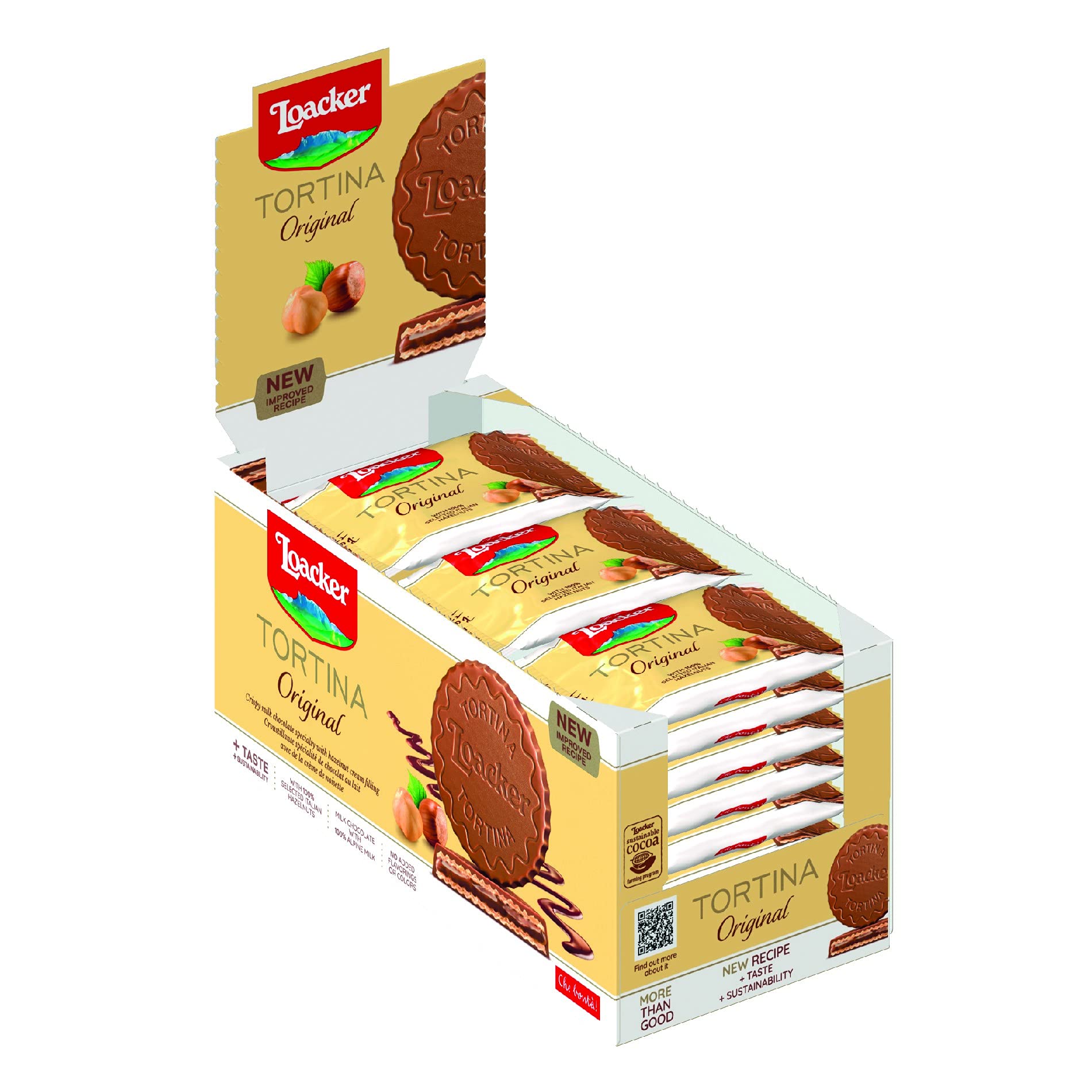 Loacker Original Milk Tortina Wafers, 21 g Pack of 24