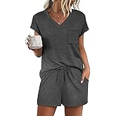 RUMIA Pajamas for Women 2 Piece Cap Sleeve Lounge Short Sets with Pockets (S-3XL)