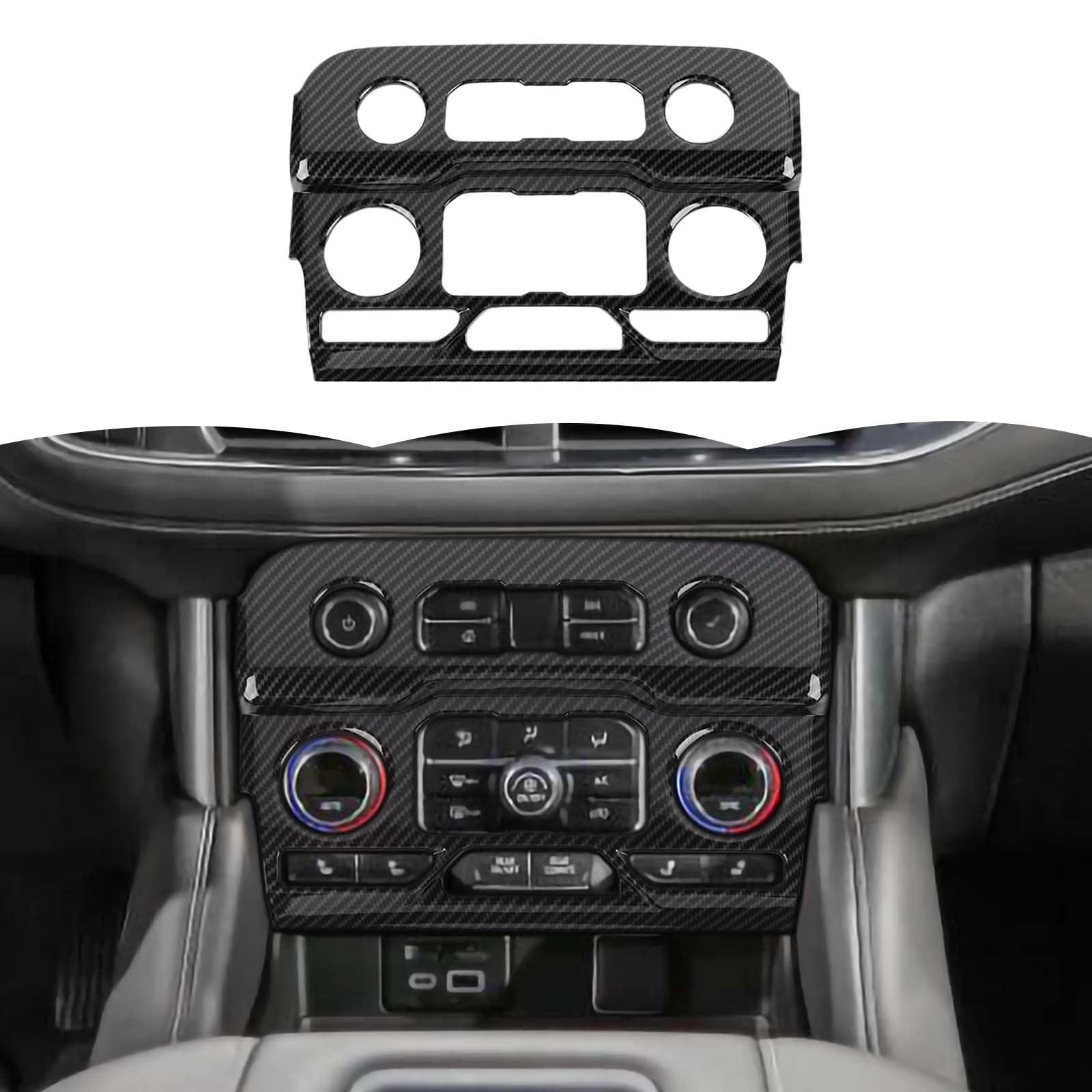Photo 1 of Carbon Fiber Air Conditioner Control Panel Trim Cover Center Console Decoration Interior Accessories Compatible with Chevy Suburban SUV 2020-2023,for GMC Yukon 2021-2023,for Chevrolet Tahoe 2021-2023