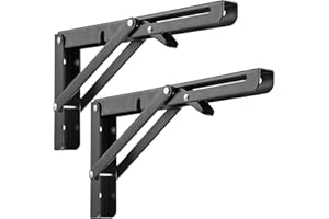 Folding Shelf Brackets 16 Inch, Heavy Duty Metal Triangle Table Bench Fold Down Shelf Brackets, Sturdy Wall Mounted Collapsib