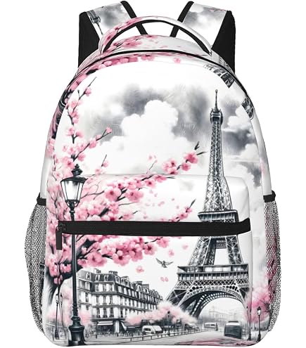 Paris Backpack for Women Girls Travel School Work, Lightweight Laptop Daypack, Amazon.com | Backpack France Paris Eiffel Tower House School  main image 3