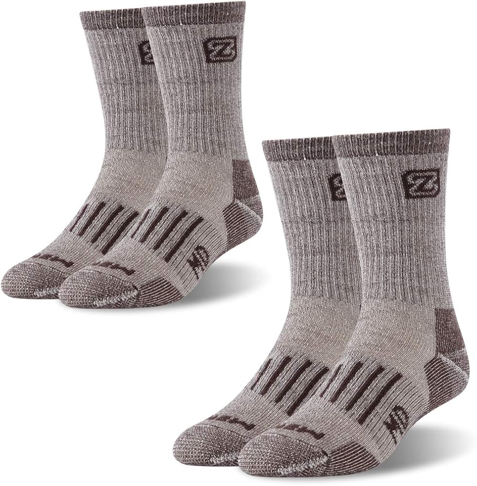 Merino Wool Socks, ZEALWOOD Unisex Hiking Trekking Crew Socks Thermal Warm Winter Socks,1/2/3/4 Pairs