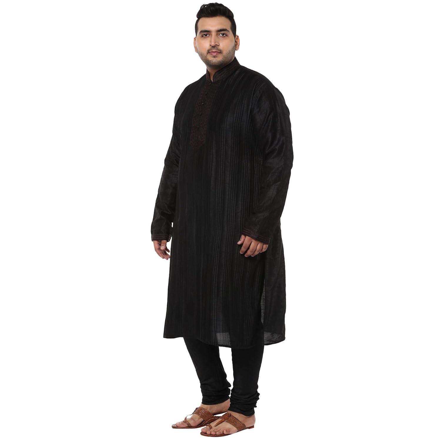 john pride men black coloured kurta pyjama set (sizes: 3xl- 6xl)