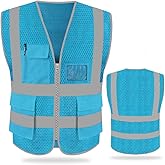 FEimaX High Visibility Safety Vest Mesh Reflective Work Vests for Men Women with Pockets and Zipper Meets ANSI/ISEA Standards