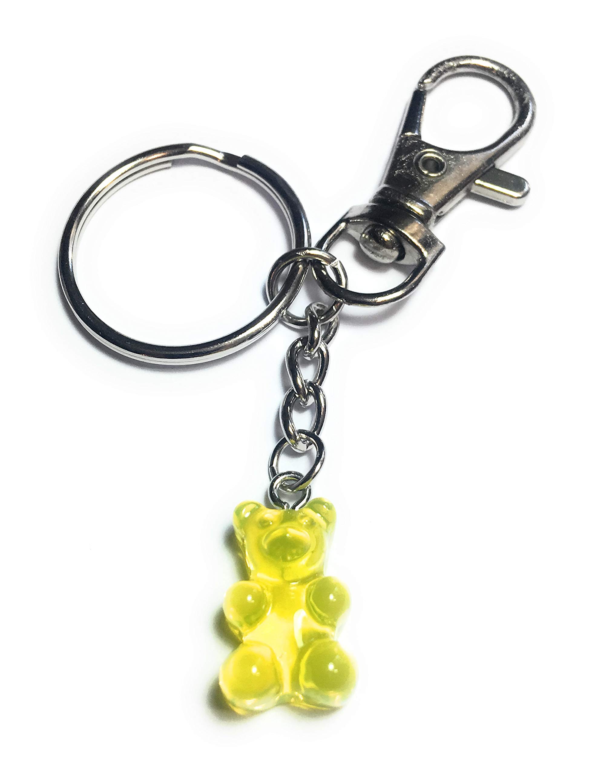 FizzyButton Gifts Yellow Translucent Jelly Baby Gummy Bear Charm Keyring Key Ring Keychain