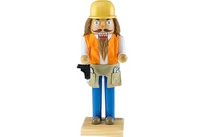 Clever Creations Construction Worker 10 Inch Traditional Wooden Nutcracker, Festive Christmas Décor for Shelves and Tables