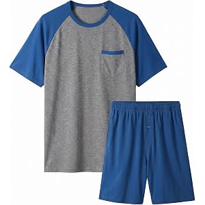 Ekouaer Mens Pajamas Set Bamboo Viscose Short Sleeve Pjs Sets | Soft Moisture Wicking Lightweight, Summer Button Fly Sleepwea