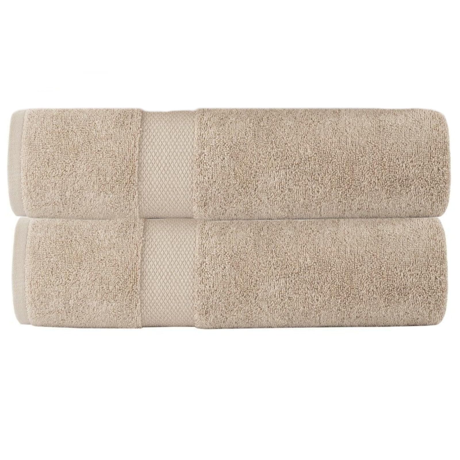Sue Rossi 100% Egyptian Combed Cotton Hand Towels, Pack Of 2, Very Soft & Absorbent, Quick Dry 600gsm Thick Bathroom Or Kitchen Towel Set. (Stone)
