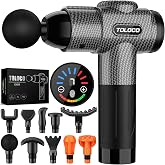 TOLOCO Massage Gun, Deep Tissue Back Massage for Athletes for Pain Relief, Percussion Massager with 10 Massages Heads &amp; Silent Brushless Motor, Fathers Day Dad Gifts, Carbon