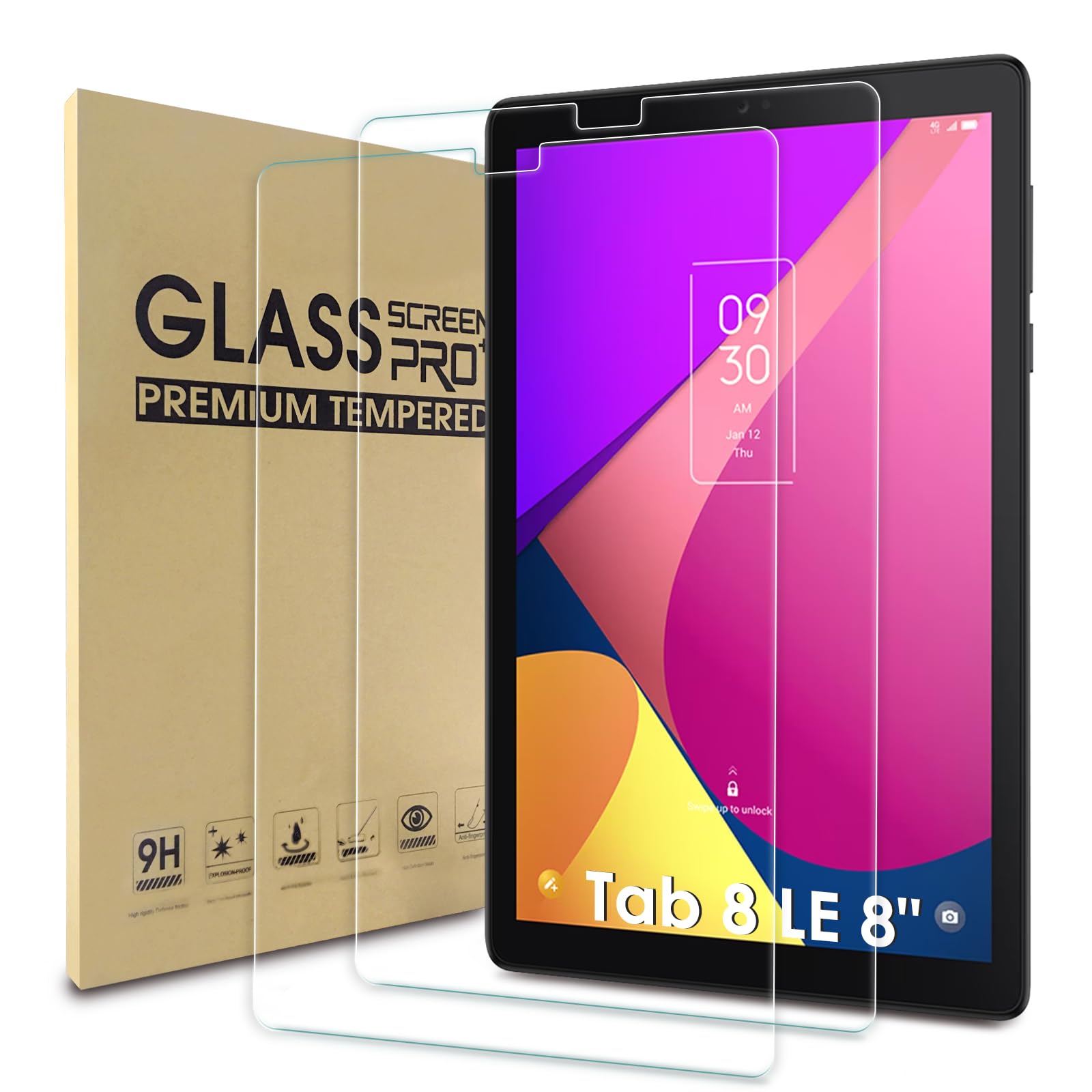 Photo 1 of WD&CD 2 Pack Screen Protector Compatible with TCL Tab 8 LE 8/Tab 8v/Tab 8 SE/Tab 8 Plus/Tab 8 Wifi, Tempered Glass Film Replacement for TCL Tab 8 LE 8 Inch?Anti Scratch ??Anti Bubble??High Definition?