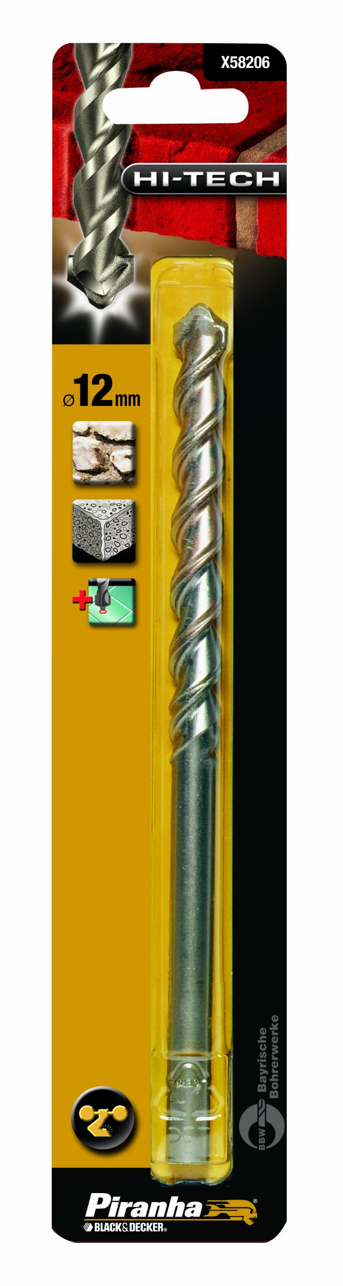 Piranha Hi-Tech Masonry Drill Bit, 12 mm